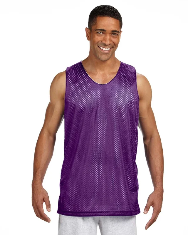 A4 Men's Reversible Mesh Tank | Purple/ White