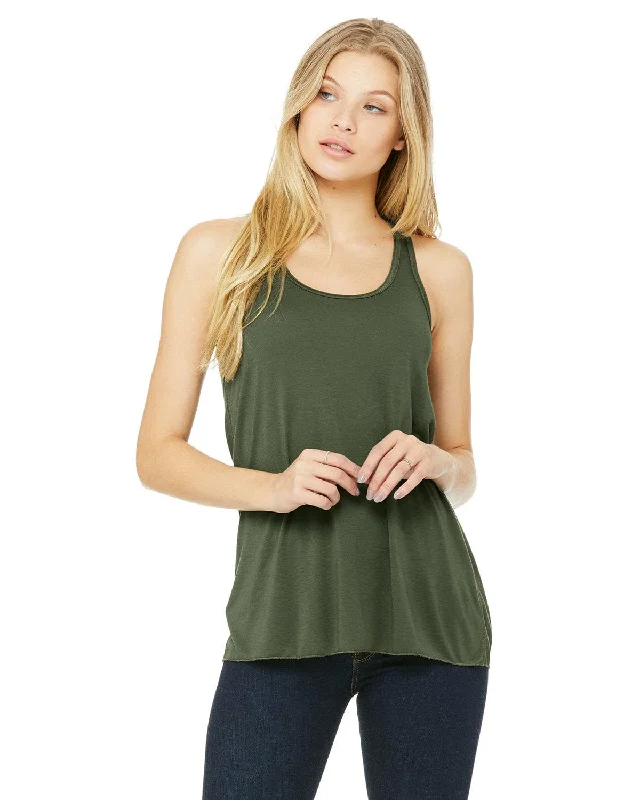 Bella+Canvas Ladies Flowy Racerback Tank | Military Green