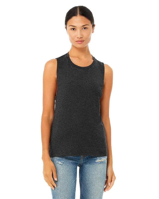 Bella+Canvas Ladies Flowy Scoop Muscle Tank | Dark Gry Heather