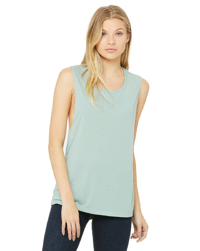 Bella+Canvas Ladies Flowy Scoop Muscle Tank | Dusty Blue