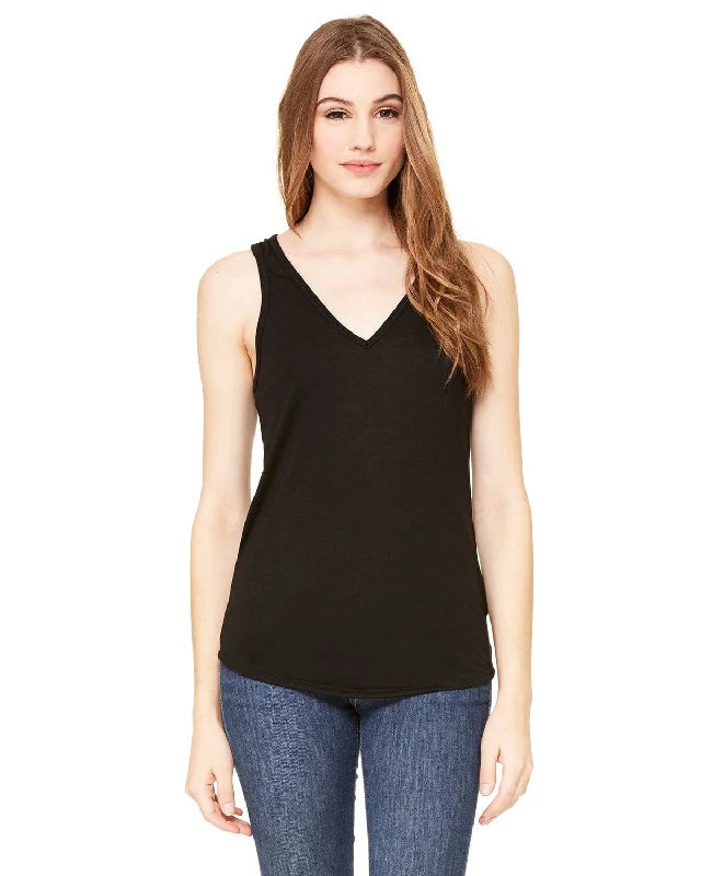 Bella+Canvas Ladies Flowy V-Neck Tank | Black