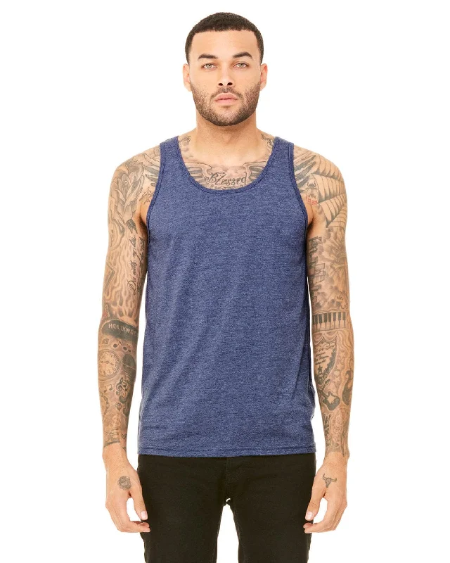 Bella+Canvas Unisex Heather CVC Tank | Heather Navy