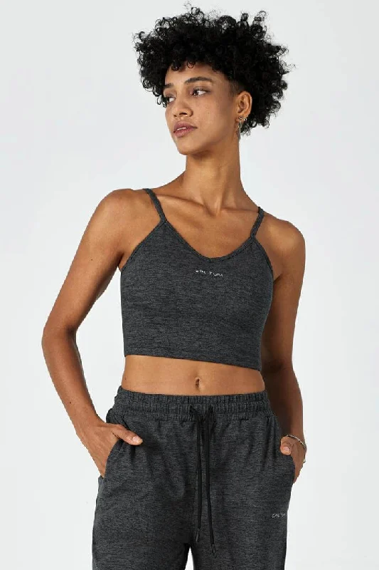 CloudFleece™ Adjustable Cropped Cami-Dark Heather Grey