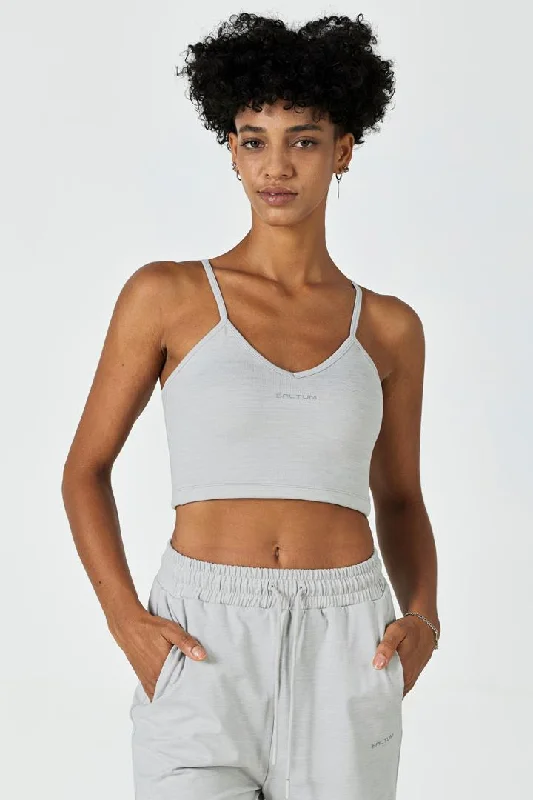 CloudFleece™ Adjustable Cropped Cami-Lt Flecked Grey