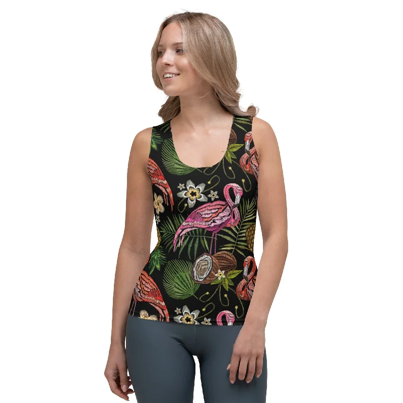 Embroidery Flamingo Tank Top