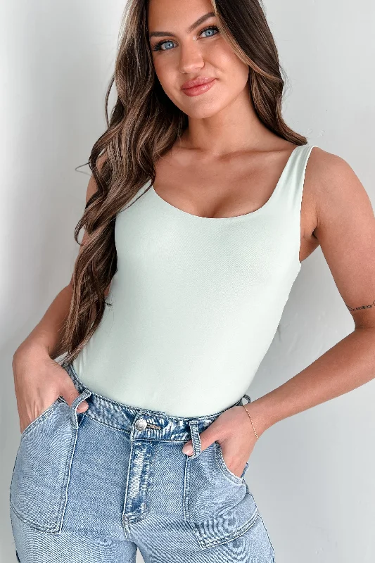 New Hobbies Scoop Neck Tank Bodysuit (Sprout Green)