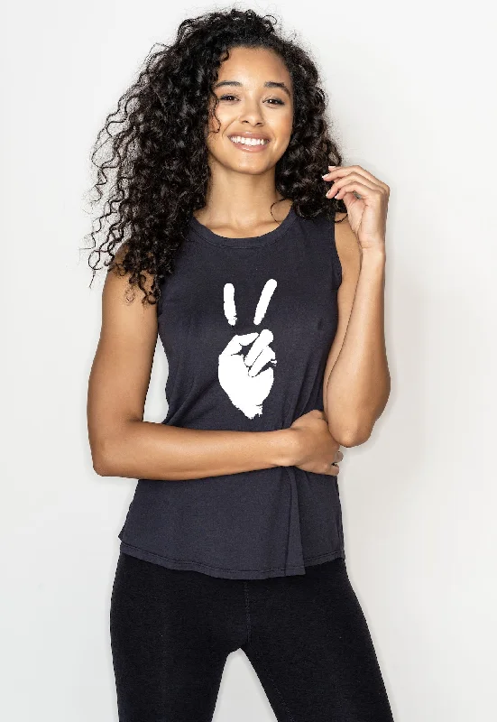 PEACE SIGN TANK - VINTAGE BLACK