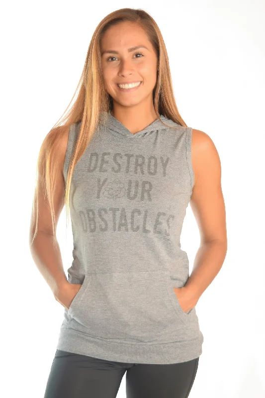 Sleeveless Triblend Hoodie  With Destroy Your Obstacles