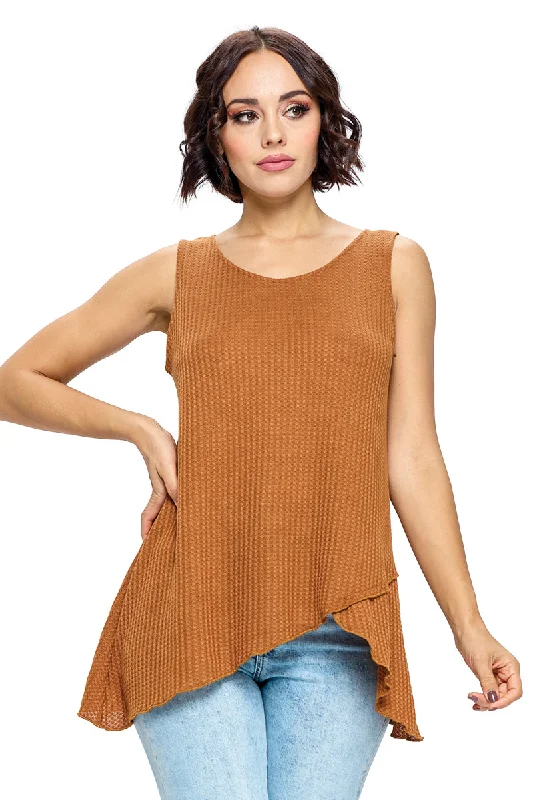 Camel Tank Top Casual Waffle Knit