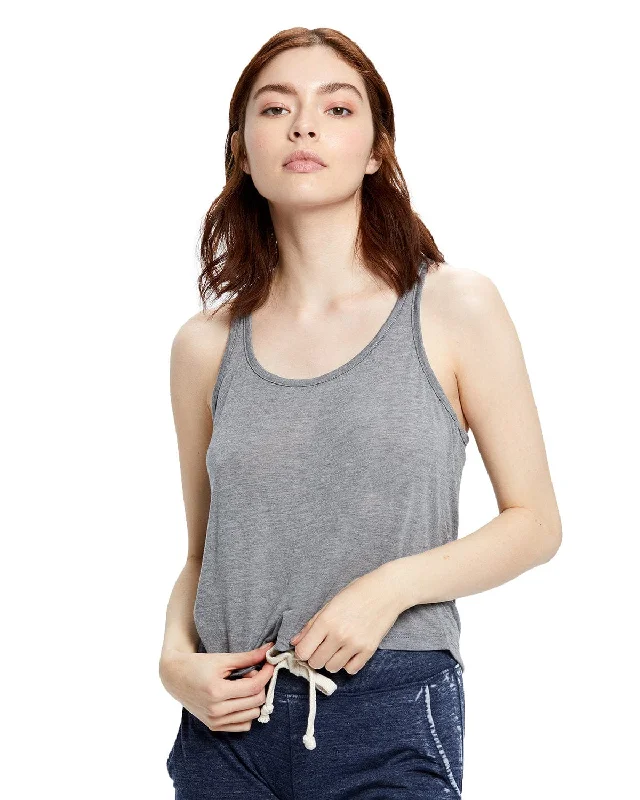 US Blanks Ladies Sheer Cropped Racer Tank | Heather Grey