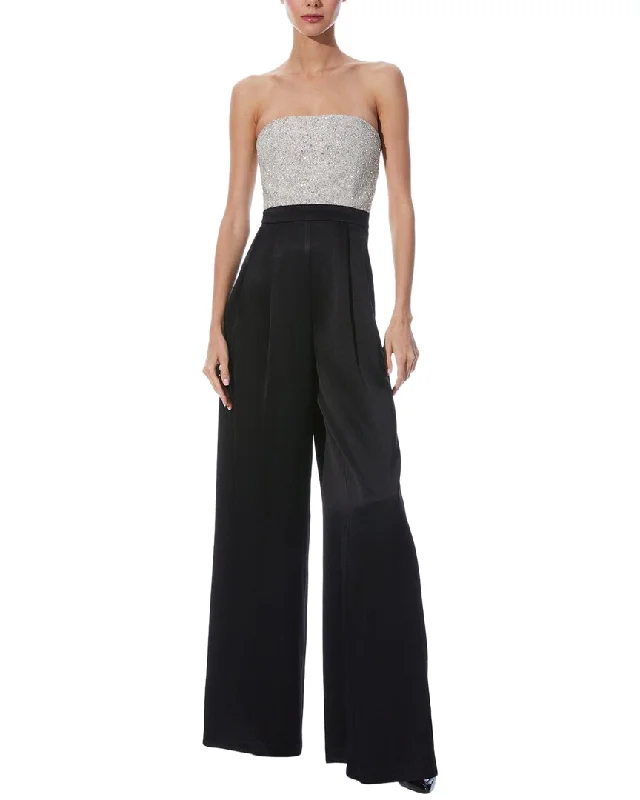 alice + olivia Berna Wide Leg Pleated Jumpsuit