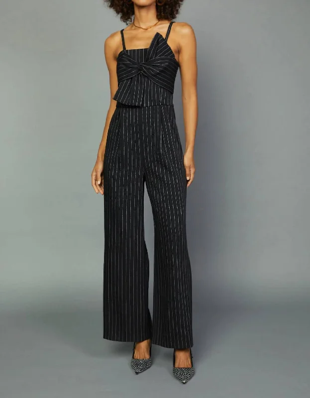 Bow Top Jumpsuit In Black