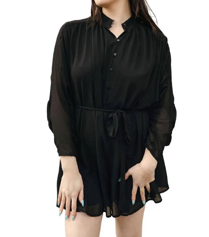 Buttoned Romper In Black