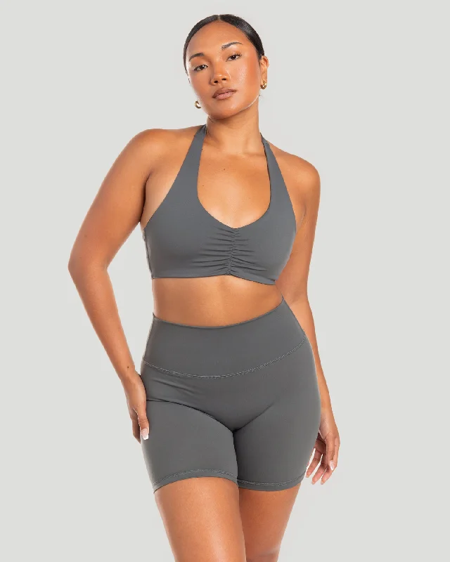 Halter Scrunch Bra - Cloud Grey