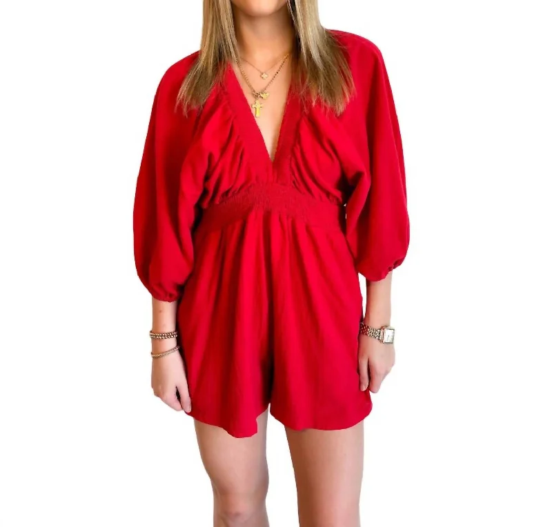 Island Breeze Blueberry Pie Romper In Red