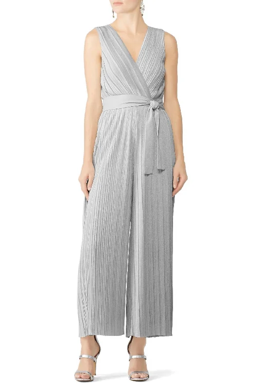 Kori Jumpsuit In Metallic Print Silver