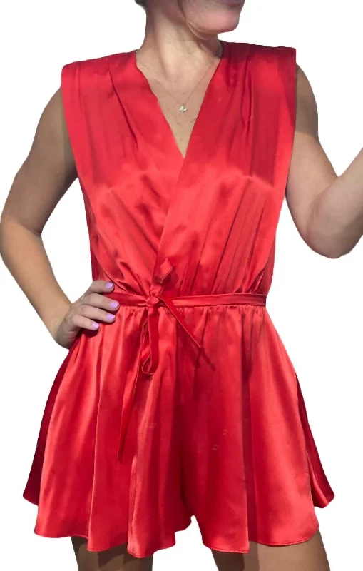 Lamarca Silk Romper In Candy Apple