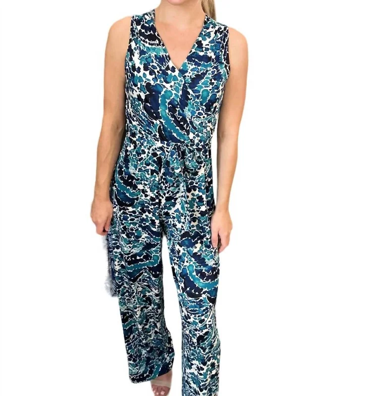 Monaco Knit Sleeveless Winifred Jumpsuit In Blue