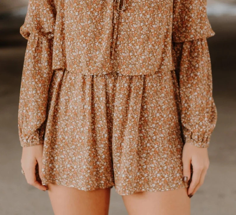 Read My Mind Floral Romper In Mocha