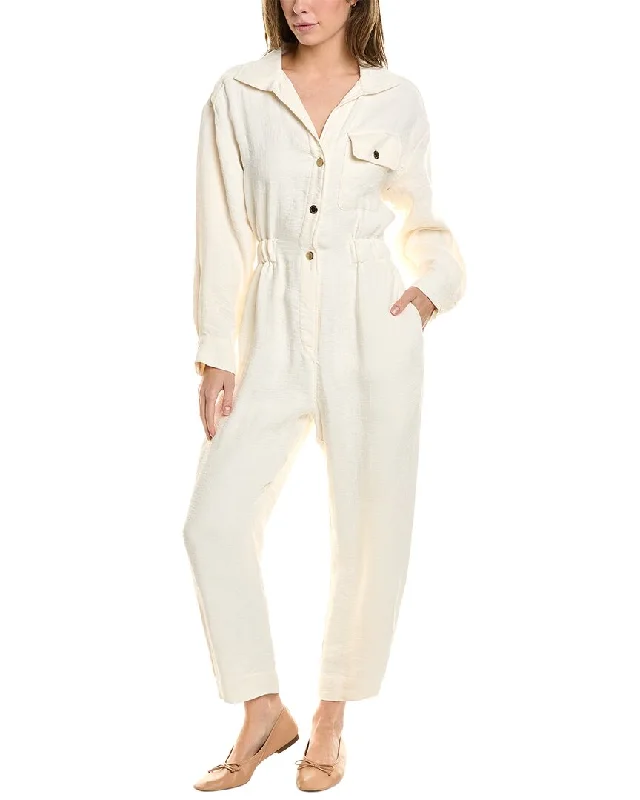 Sandro Pocket Linen-Blend Jumpsuit