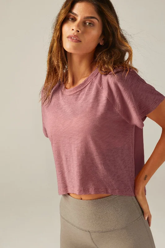 Signature High Low Cropped Tee - Orchid