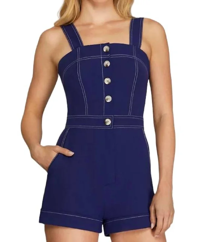 Sloane Stitch Romper In Blue