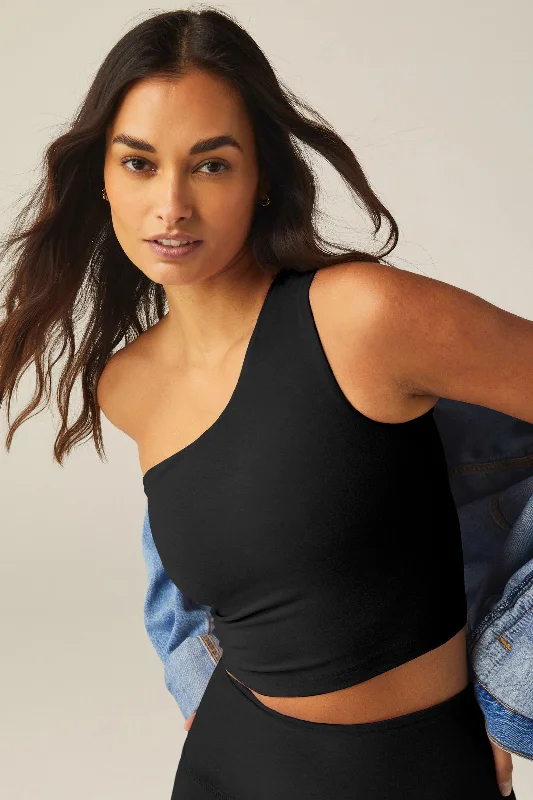 The Bold Shoulder Cropped Tank - Darkest Night