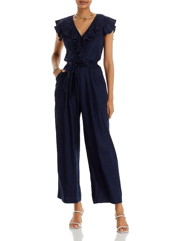 Womens Linen Belted Jumpsuit