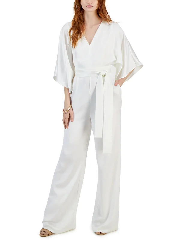 Womens Satin Wide Leg Jumpsuit