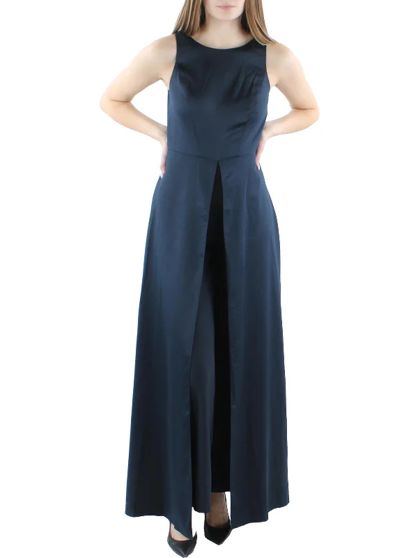 Womens Satin Wide Leg Jumpsuit