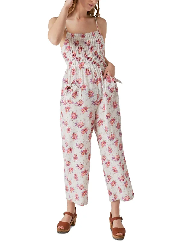 Womens Smocked Bow Jumpsuit