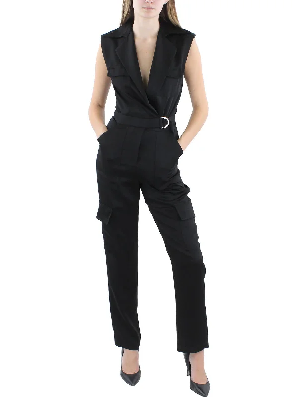 Womens V-Neck Acetate Jumpsuit