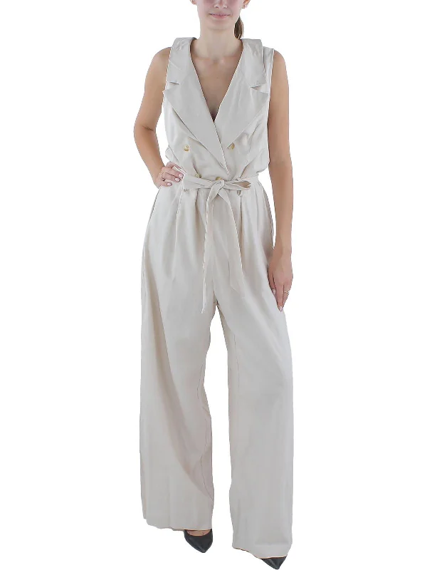 Womens Wide Leg Sleeveless Jumpsuit