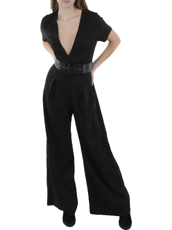 Womens Woven Short Sleeves Jumpsuit