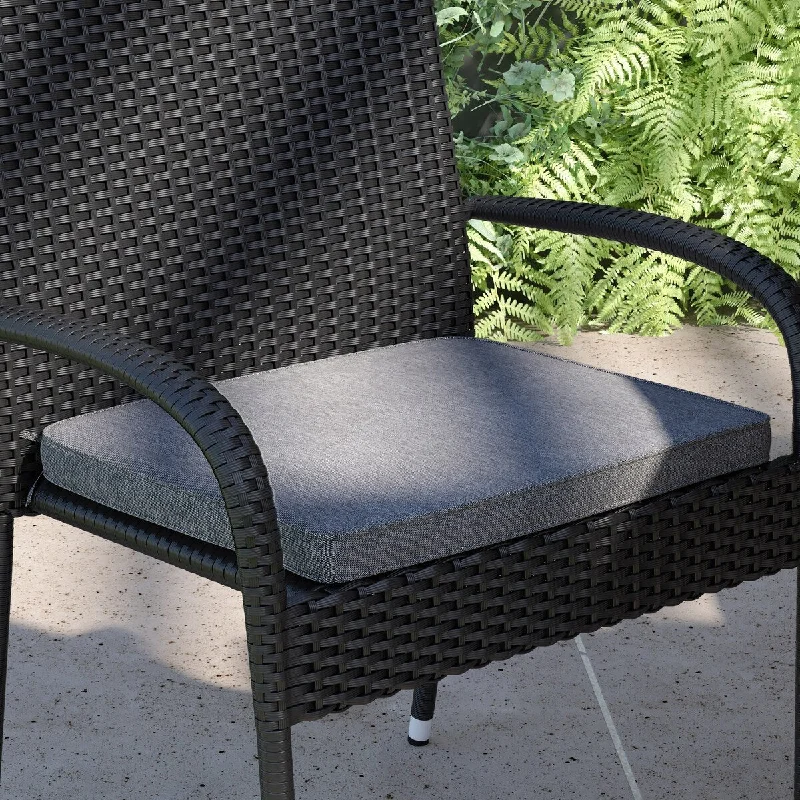 All-Weather Non-Slip Wicker Chair Cushion with Ties & Comfort Foam Core