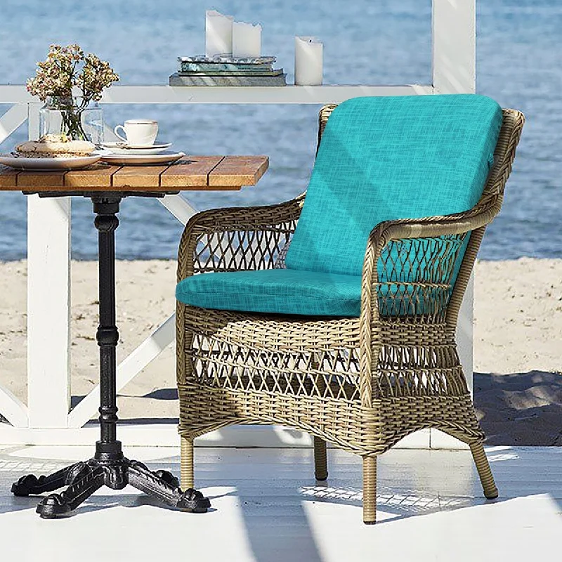 Aqua Textured Print Outdoor High Back Cushion 20 x 45 in Aqua - 20" x 45"