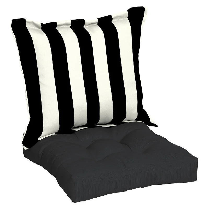 Black Stripe Rectangle Outdoor Deep Seat Cushion