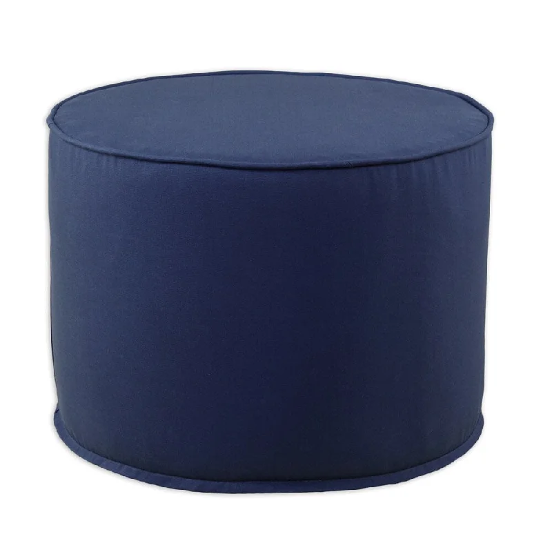 Duck Navy Round Corded Foam Ottoman