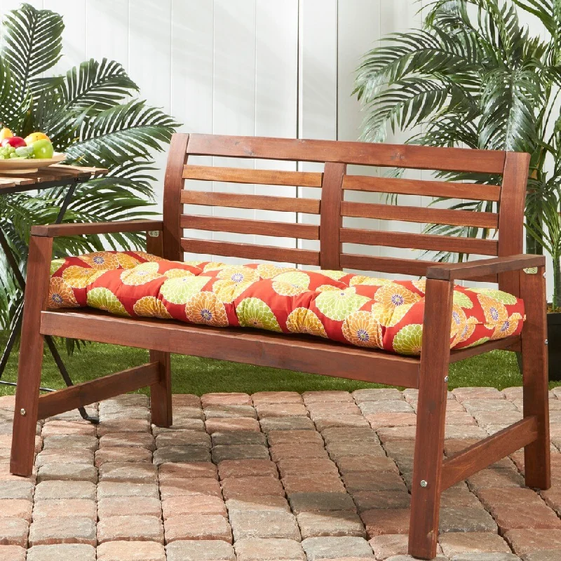 Eaglehardt 18-inch x 51-inch Outdoor Flowers on Red Bench Cushion by Havenside Home - 18w x 51l