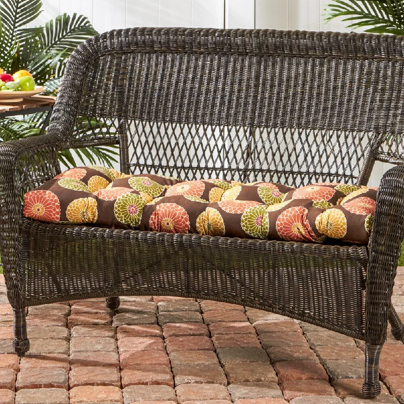 Eaglehardt Flowers on Chocolate Brown 17-inch x 44-inch Outdoor Swing/Bench Cushion by Havenside Home - 17w x 44l