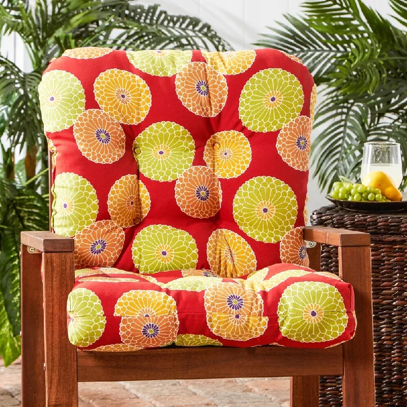 Eaglehardt Flowers on Red 21-inch x 42-inch Outdoor Seat/Back Chair Cushion by Havenside Home - 21w x 42l - 21w x 42l