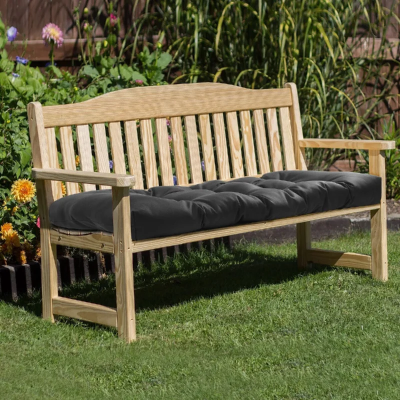 Ebony Outdoor Wicker Settee Cushion 44 x 19 in Solid Black - 19" x 44" x 5"