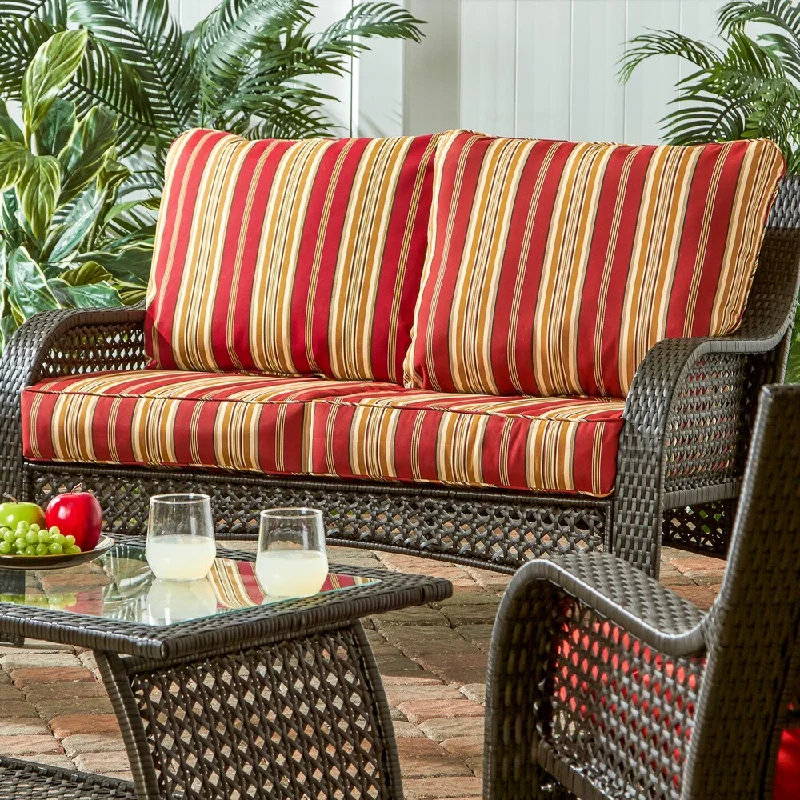 Greendale Deep Seat Outdoor Loveseat Cushion Set - Roma Stripe