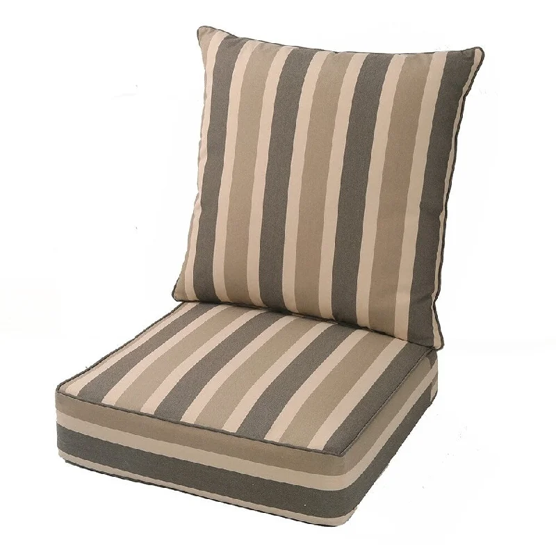 LNC Indoor Outdoor Cushion Deep Seat Chair Cushion Brown Cabana Stripe