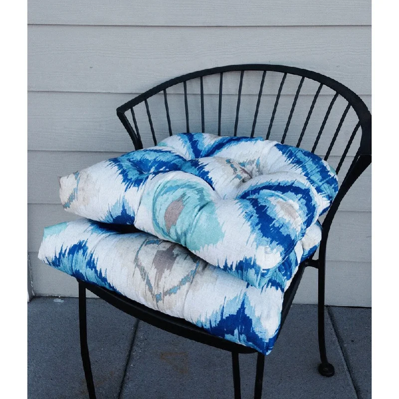 Ocean Ikat Indoor/ Outdoor Reversible Chair Pads (Set of 2)