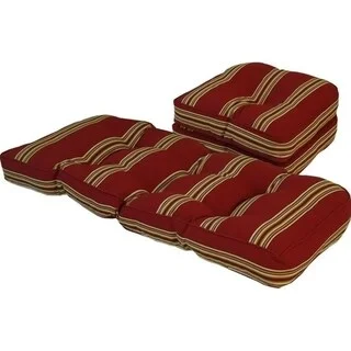 Outdoor Cabana Stripe Chili Pepper Gussett 3 Piece Cushion Set