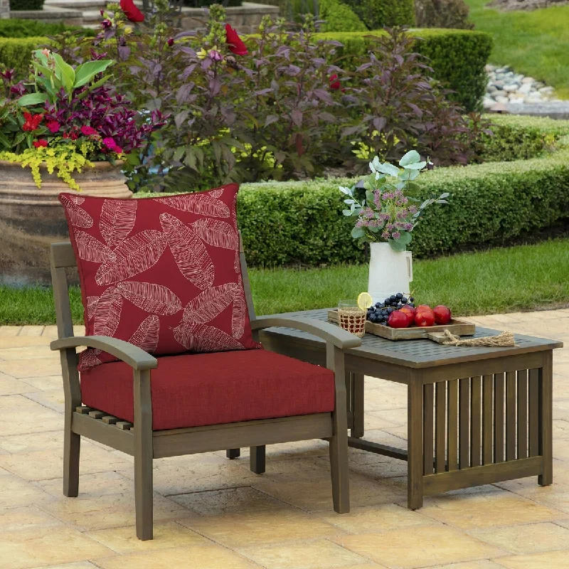 Outdoor Deep Seating Cushion Set 24 x 24, Red Leaf Palm