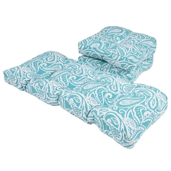 Outdoor Sassafras Teal Gusset Cushion Set of 3