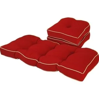 Outdoor Solid Chili Pepper Gussett 3 Piece Cushion Set