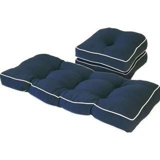 Outdoor Solid Navy Gussett 3 Piece Cushion Set